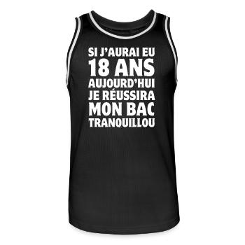 baccalauréat, bac, diplôme, bachelier - Maillot de basket Homme - noir/blanc - Devant - AI Model Male 185 dark (185cm)