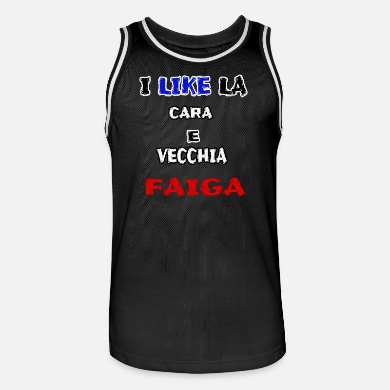 maglia simpatica CARA E VECCHIA FAIGA jerry calà - Maglia da basket per uomo - nero/bianco
