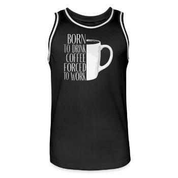 Original Motivational Coffee Mug - Men's Basketball Jersey - black/white - Front - AI Model Male 185 dark (185cm)