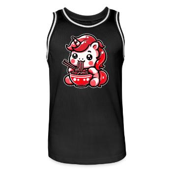 Japonais Kawaii Licorne Ramen Cuisine Asiatique - Maillot de basket Homme - noir/blanc - Devant - AI Model Male 185 dark (185cm)