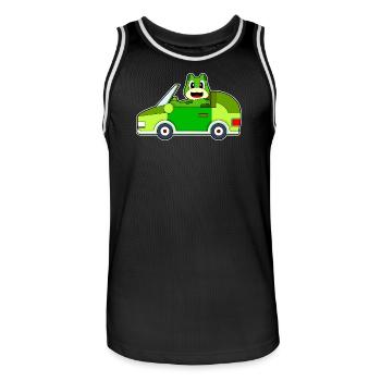 Frog Car - Men's Basketball Jersey - black/white - Front - AI Model Male 185 dark (185cm)