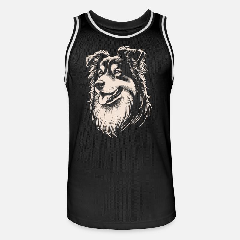 Australian Shepherd Eigenschaften - Männer Basketball-Trikot - Schwarz/Weiß