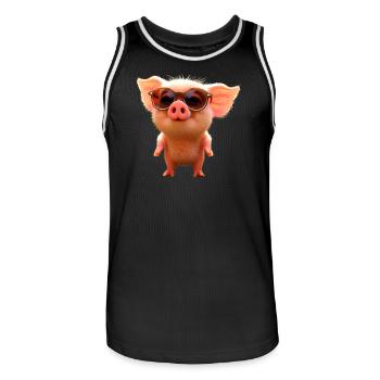 Cochon domestique Cochon Cochon Porcelet Cochon - Maillot de basket Homme - noir/blanc - Devant - AI Model Male 185 dark (185cm)