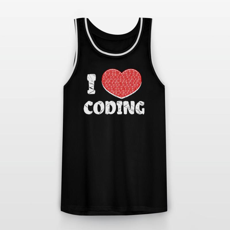 Developer Herz Coden Statement Programmierer Männer Basketball-Trikot
