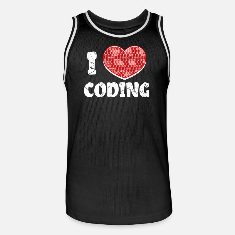 Developer Herz Coden Statement Programmierer - Männer Basketball-Trikot - Schwarz/Weiß