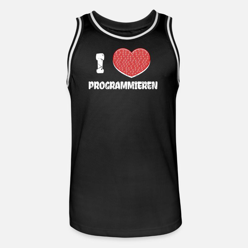 Developer Herz Programmierer Statement Informatik - Männer Basketball-Trikot - Schwarz/Weiß