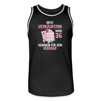 Verkäuferin 36 Geburtstag Verkaufen Beruf Spruch - Männer Basketball-Trikot - Schwarz/Weiß - Vorne - AI Model Male 185 dark (185cm)