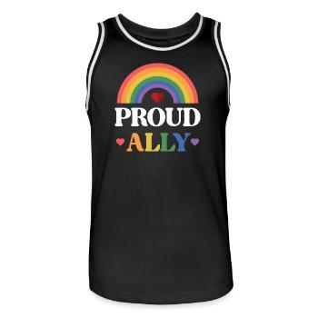 LGBTQ Pride Month - Proud Ally - Men's Basketball Jersey - black/white - Front - AI Model Male 185 dark (185cm)