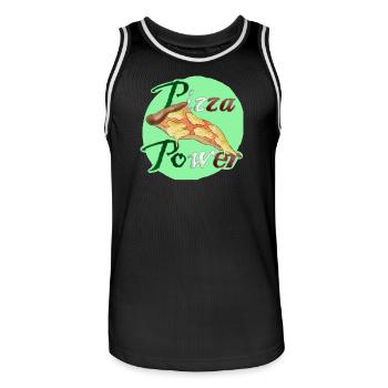 Pizza Power Super Powers Energy Slice UK - Men's Basketball Jersey - black/white - Front - AI Model Male 185 dark (185cm)