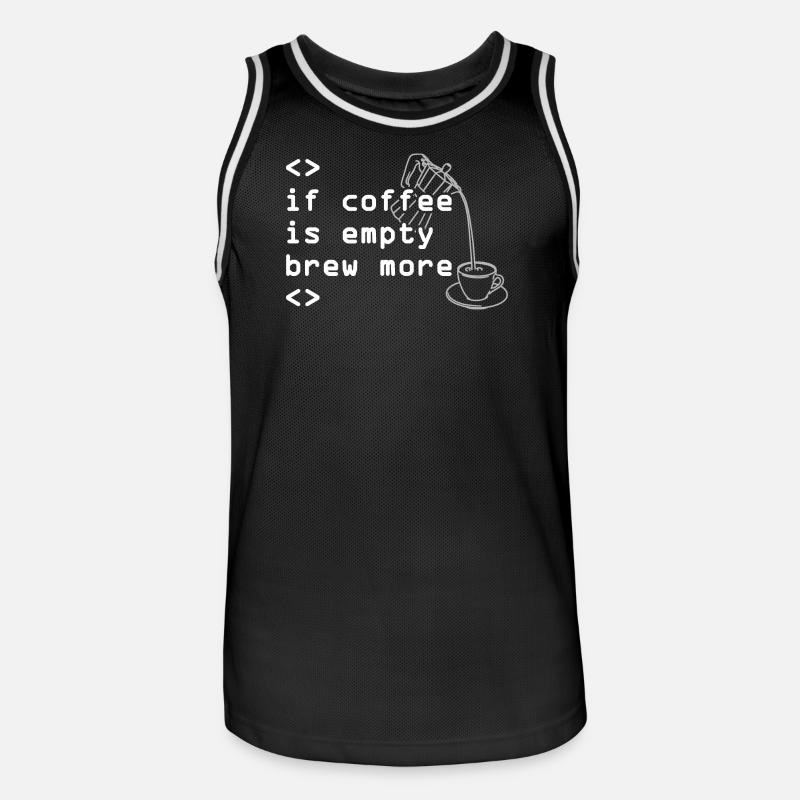 Kaffee Code Spruch Mehr Brühen - Männer Basketball-Trikot - Schwarz/Weiß