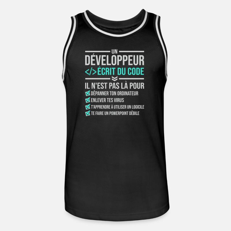 Developer Writing Code - Men's Basketball Jersey - black/white