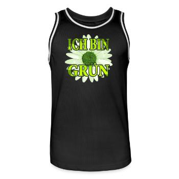 Je suis vert - Fleur de margarite - Maillot de basket Homme - noir/blanc - Devant - AI Model Male 185 dark (185cm)