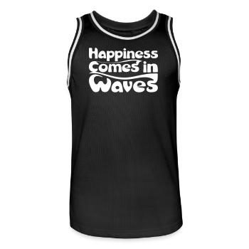 Waves of Happiness in Vintage Style - Men's Basketball Jersey - black/white - Front - AI Model Male 185 dark (185cm)