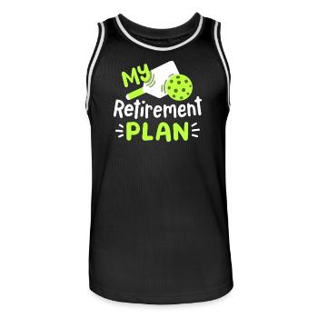 Pickleball-Spieler Ruhestand - Männer Basketball-Trikot - Schwarz/Weiß - Vorne - AI Model Male 185 dark (185cm)