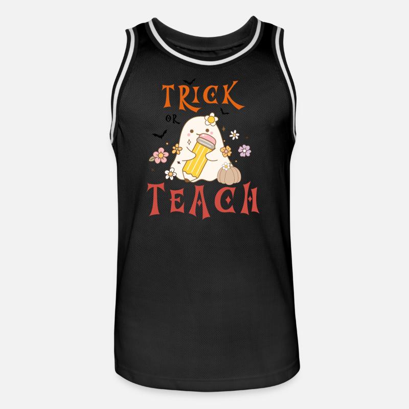 Halloween-Lehrer austricksen oder unterrichten - Männer Basketball-Trikot - Schwarz/Weiß