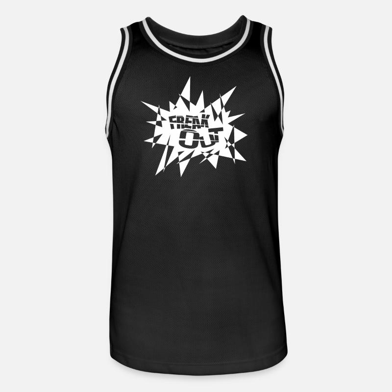 Angular Explosion Burst Text - Men's Basketball Jersey - black/white