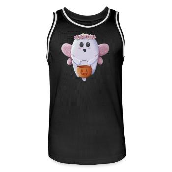 Sweet Ghost Ready for Halloween - Men's Basketball Jersey - black/white - Front - AI Model Male 185 dark (185cm)
