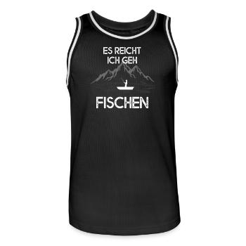 Es reicht, ich geh fischen – lustiger Angelspruch - Männer Basketball-Trikot - Schwarz/Weiß - Vorne - AI Model Male 185 dark (185cm)
