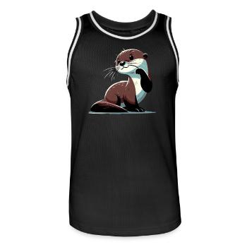 Otter - Männer Basketball-Trikot - Schwarz/Weiß - Vorne - AI Model Male 185 dark (185cm)