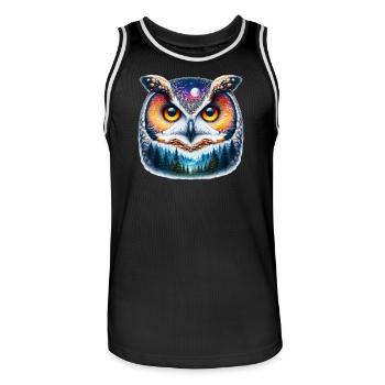 Eule - Männer Basketball-Trikot - Schwarz/Weiß - Vorne - AI Model Male 185 dark (185cm)