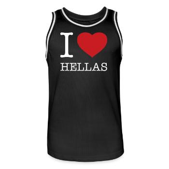 I LOVE HELLAS Greece - Men's Basketball Jersey - black/white - Front - AI Model Male 185 dark (185cm)