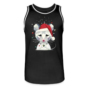 Snow Mouse in Geometric Christmas Design - Men's Basketball Jersey - black/white - Front - AI Model Male 185 dark (185cm)