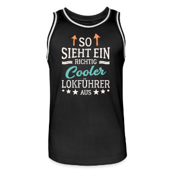 So sieht ein richtig cooler Lokführer aus - Männer Basketball-Trikot - Schwarz/Weiß - Vorne - AI Model Male 185 dark (185cm)