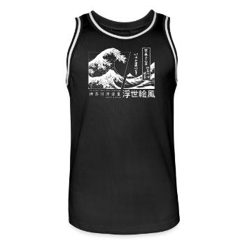 die große Welle vor Kanagawa Japan - Männer Basketball-Trikot - Schwarz/Weiß - Vorne - AI Model Male 185 dark (185cm)