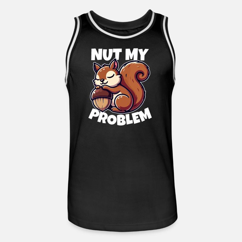 Nut My Problem - Witziges Eichhörnchen-Design - Männer Basketball-Trikot - Schwarz/Weiß
