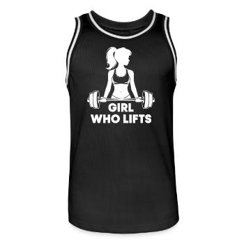 Bodybuilder Gym Girl Barre Puissance Beauté - Maillot de basket Homme - noir/blanc - Devant - AI Model Male 185 dark (185cm)