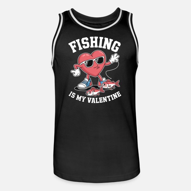 La pêche, c’est ma Saint-Valentin - Maillot de basket Homme - noir/blanc