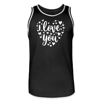 I Love You, White - Men's Basketball Jersey - black/white - Front - AI Model Male 185 dark (185cm)