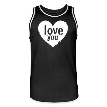 I Love You, White - Men's Basketball Jersey - black/white - Front - AI Model Male 185 dark (185cm)