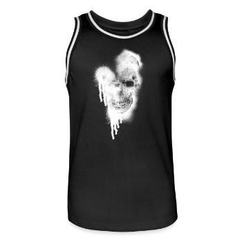 Wasserfarbener Schädel Sketch - Männer Basketball-Trikot - Schwarz/Weiß - Vorne - AI Model Male 185 dark (185cm)