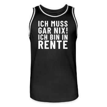 Ich Muss Gar NiX! ich bin in Rente - Männer Basketball-Trikot - Schwarz/Weiß - Vorne - AI Model Male 185 dark (185cm)