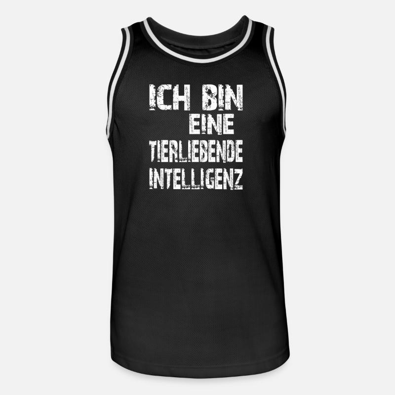 KI Spruch Ich bin eine tierliebende Intelligenz - Männer Basketball-Trikot - Schwarz/Weiß
