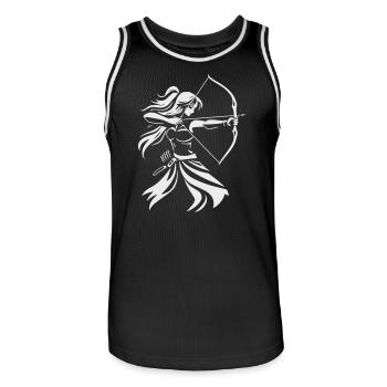 Silhouette d’archer avec arc - Maillot de basket Homme - noir/blanc - Devant - AI Model Male 185 dark (185cm)