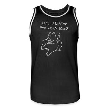 alt und gemütlich - katze spruch fauler kater - Männer Basketball-Trikot - Schwarz/Weiß - Vorne - AI Model Male 185 dark (185cm)