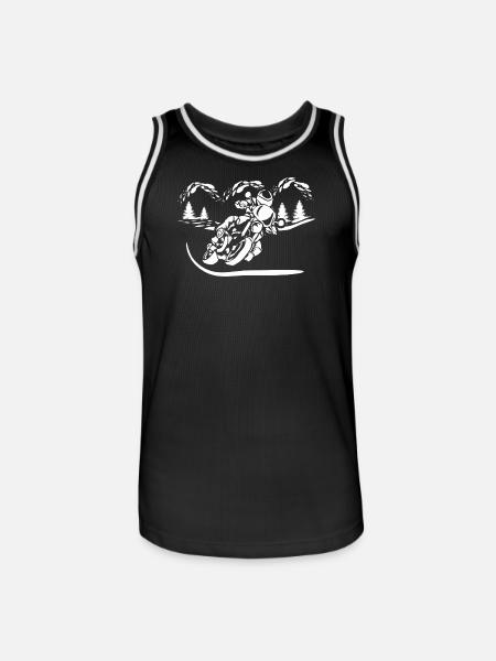 Motorrad Waldsilhouette - Männer Basketball-Trikot - Schwarz/Weiß