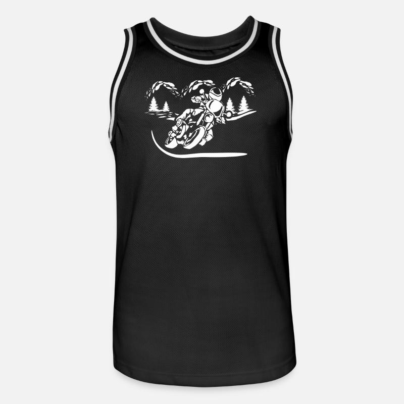 Motorrad Waldsilhouette - Männer Basketball-Trikot - Schwarz/Weiß