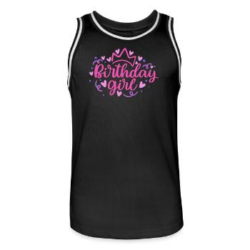 Birthday Girlie with Crown Heart Confetti - Men's Basketball Jersey - black/white - Front - AI Model Male 185 dark (185cm)
