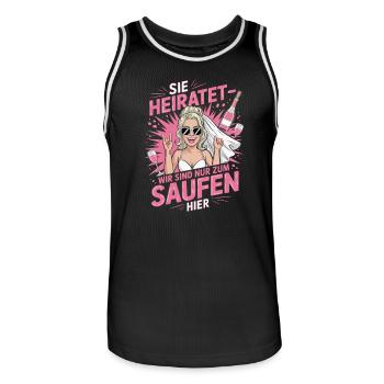 Funny German Hen Party Sie Heiratet Design - Männer Basketball-Trikot - Schwarz/Weiß - Vorne - AI Model Male 185 dark (185cm)