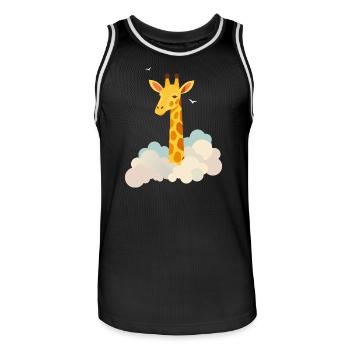 Gentle giraffe above the clouds – Dreamlike motif - Men's Basketball Jersey - black/white - Front - AI Model Male 185 dark (185cm)