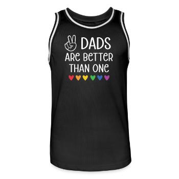 Mois de la fierté LGBTQ - Deux papas valent mieux qu’un - Maillot de basket Homme - noir/blanc - Devant - AI Model Male 185 dark (185cm)