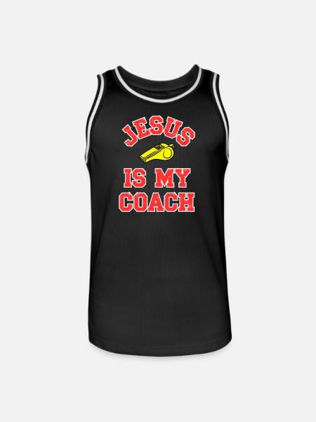 Jesus as a Coach Motivational Design - Men's Basketball Jersey - black/white