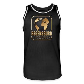 Regensburg - Männer Basketball-Trikot - Schwarz/Weiß - Vorne - AI Model Male 185 dark (185cm)