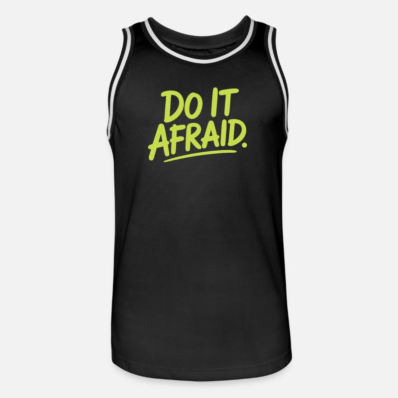 Do It Afraid Mut Weiterentwicklung Motivation - Männer Basketball-Trikot - Schwarz/Weiß