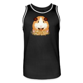 Laughing guinea pig in straw – good mood - Men's Basketball Jersey - black/white - Front - AI Model Male 185 dark (185cm)