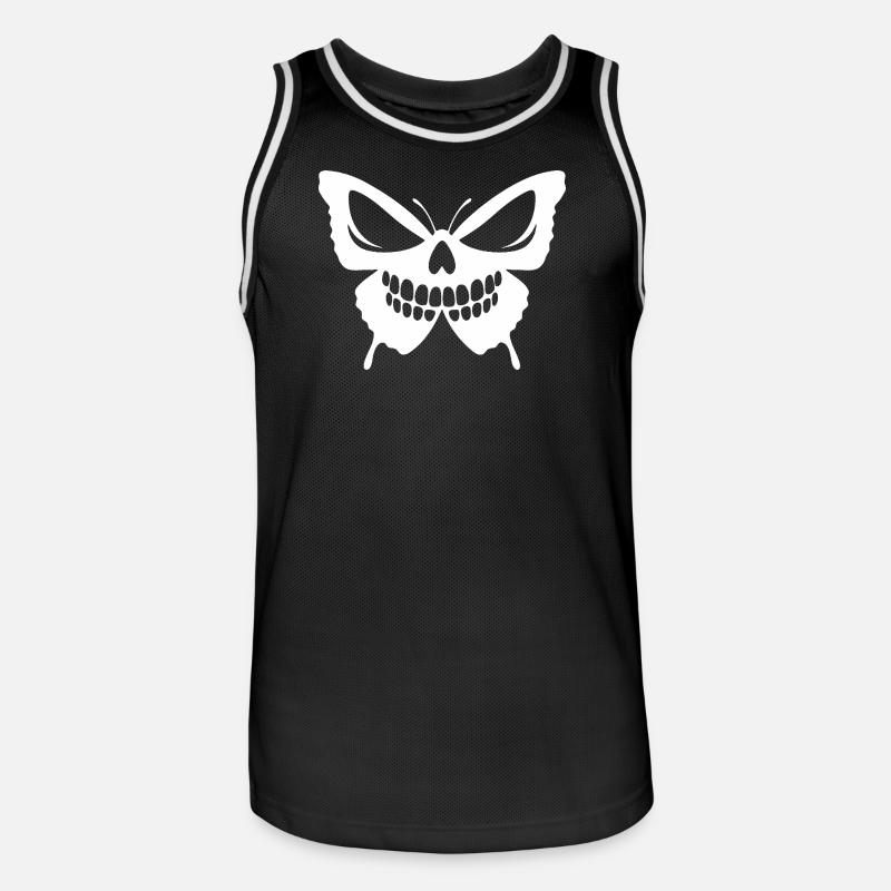 Conception complexe de crâne de papillon - Maillot de basket Homme - noir/blanc