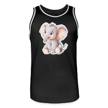 Elefant - Männer Basketball-Trikot - Schwarz/Weiß - Vorne - AI Model Male 185 dark (185cm)